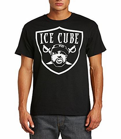 Ice Cube  Mens Buckaneer Head Short Sleeve T-Shirt, Black, Large