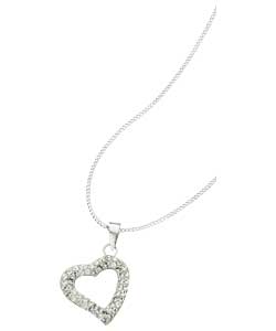 Ice Glitz Sterling Silver Floating Heart Pendant