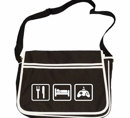 Ice-Tees EAT SLEEP GAME- console arcade gamer, gamepad- Retro Messenger Mens Shoulder Bag