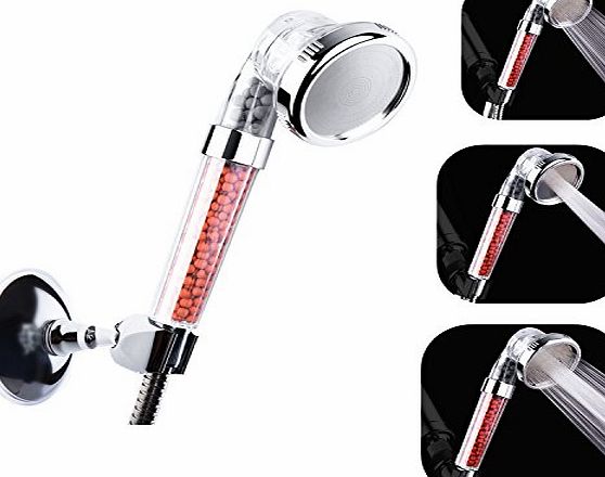 IceMoon Oversized 8cm High Pressure Water Saving Ionic Handheld Showerhead, with Water Filteration System,3-setting Revolutionary Push-Control Hand Shower Handheld Shower Head with Hose Combo,Double I