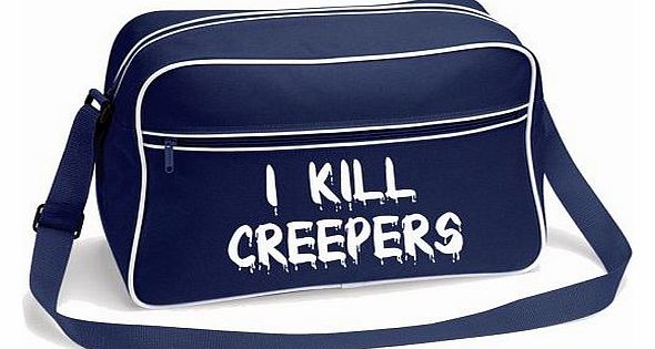I Kill Creepers Bag Retro Shoulder Boys School Gamer Zombie Creeper - Navy