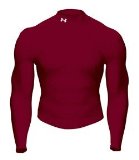 UNDER ARMOUR Cold Gear Long Sleeve Mock , L, MAROON