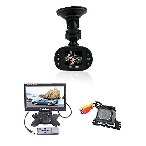 iCrown (TM) 2014 Newest 1080P Full HD Car DVR 12 IR LED Camcorder G-sensor Camera, 120A  Grade High-resolution Ultra Wide-angle Len   Waterproof Car Rear View Camera with 7 inch LCD Monitor