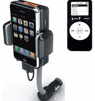 TM)In Car FM Transmitter For iPhone & iPod, All In One Car Kit With Charger & Remote Control Full Hansfree For Apple iPhone