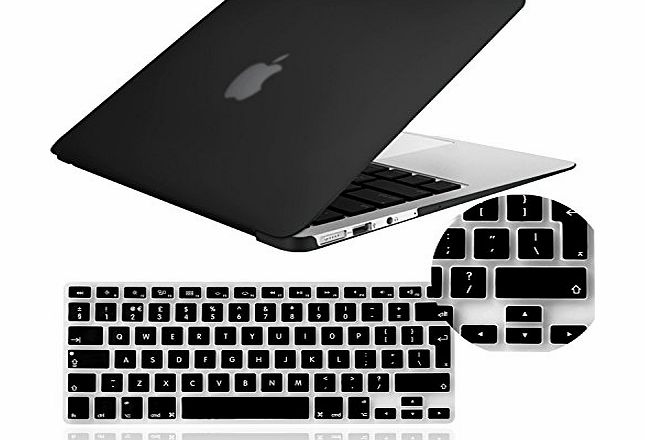 IDACA Black Forsted Matt Hard Shell Case Cover for Macbook Air 13`` 13.3`` A1369 amp; A1466 and 2014 New Macbook Air with Silicone Keyboard Cover (European Version)