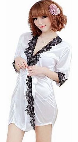 2013 New Arrival Womens Ladies Girls Sexy Elegant Silk Kimono Dressing Gown Nightwear Sleepwear for Spring Summer Autumn Color Available (Black White Purple Light Pink Hot Pink), Casual Style for Ever