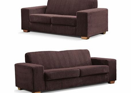 Ideal Brown 2 Piece Jumbo Cord Sofa Set