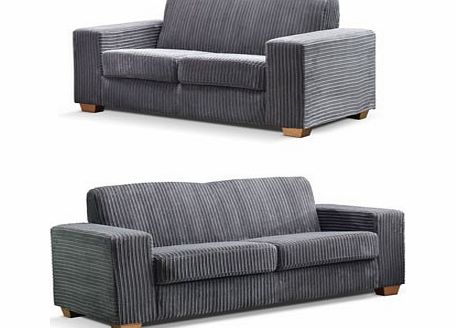 Ideal Grey 2 Piece Jumbo Cord Sofa Set