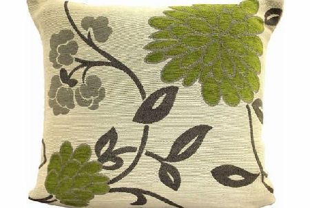 Ideal Textiles Green Cushion Covers, Chenille Floral Chrystie, Exclusive Ideal Textiles Design, 18`` x 18``, 45cm x 45cm