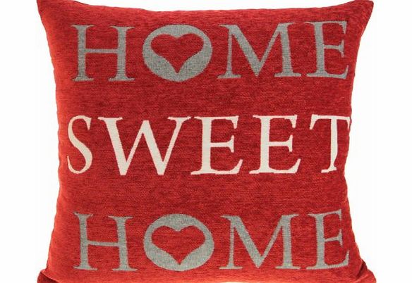 Ideal Textiles Home Sweet Home Cushion Cover, Exclusive Vintage Retro Design by Ideal Textiles, Red, 18`` x 18``, 45cm x 45cm