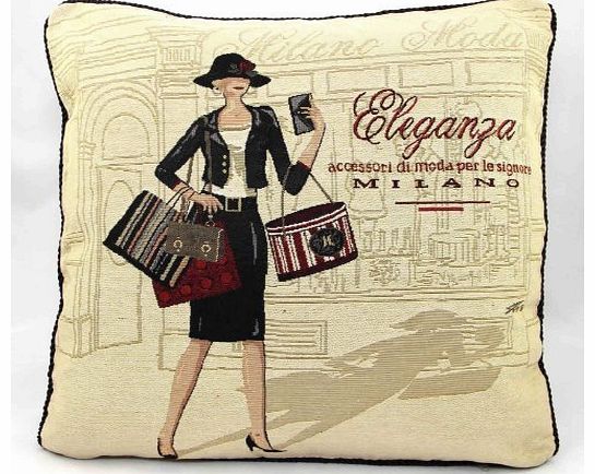 Ideal Textiles Milan Shopping Vintage Retro Tapestry Cushion Covers 18`` x 18``