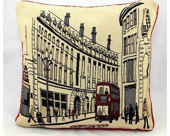 Regent Street London Retro Tapestry Cushion Covers 18`` x 18``