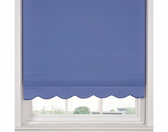 Ideal Textiles Whitehouse Aurora Scallop Edged Blue 60cms Wide Roller Blind