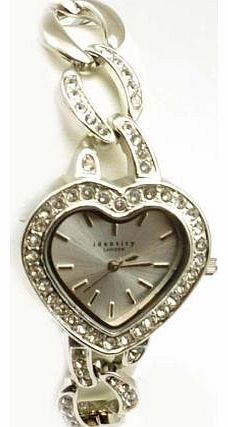 Crystal Heart Silver Tone Dial Ladies Bracelet Strap Watch 283/5