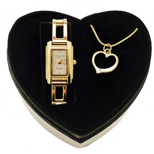 Gold Diamond Watch and Necklace