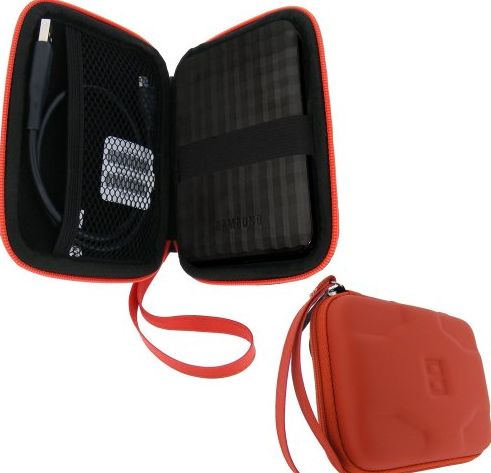 iGadgitz Red EVA Hard Case Cover Suitable for Samsung M3 500GB, 1TB USB 3.0 Slimline 2.5`` Portable Hard Driv