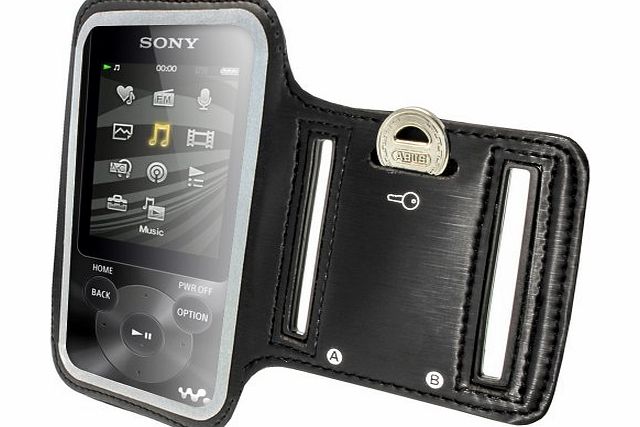 Reflective Anti-Slip Black Sports Jogging Gym Armband for Sony Walkman NWZ-E585 amp; NWZ-E384 With Key Slot