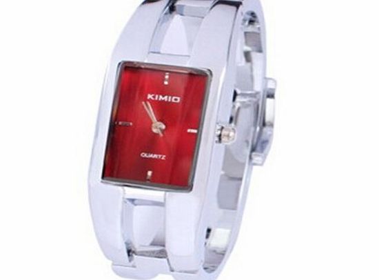 ignislife Silver Quartz Women Bangle Bracelet Wrist Watch / A Stunning Open Bangle Style Wrist Watch For Ladies (red)