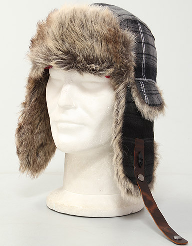 Plaid Fur 2 Trapper hat - Black