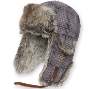 Plaid Fur Trapper hat - Purple Plaid