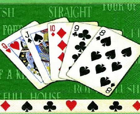 IHR Bridge Poker Playing Cards paper napkins 20 - Full House Green