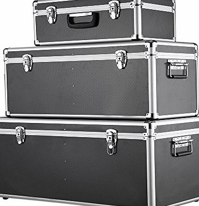 IKAYAA  Aluminum Tool Boxes Carry Case Lockable Storage Boxes Container L/ M /S Size With Handles Triple Set Multi-Purpose