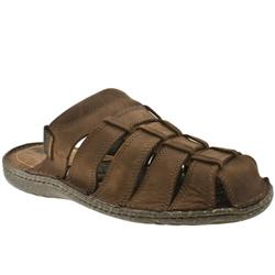 Male Oceania Woven Clog Leather Upper in Brown