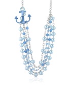 Blue Anchor Swarovski Crystal and Pearl Necklace