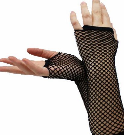 ILOVEFANCYDRESS BLACK FISHNET GLOVES SLEEVES MID-LENGTH BURLESQUE SLEEVES PUNK FASHION ACCESSORY