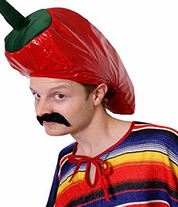 CHILLI PEPPER HAT FANCY DRESS HAT NOVELTY FOOD HEADWEAR MEXICAN SPICY CHILI COSTUME