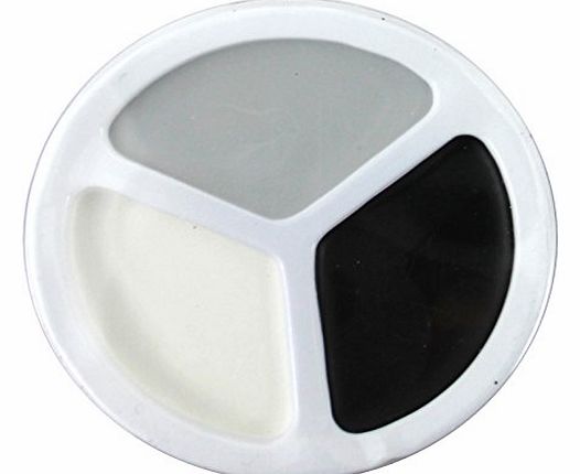 ILOVEFANCYDRESS FACE PAINT FANCY DRESS ACCESSORY 18G FACE PAINT MAKE UP POTS TRAY DIFFERENT COLOURS WATER BASED HALLOWEEN BOOK WEEK (TRI COLOUR - BLACK WHITE GREY