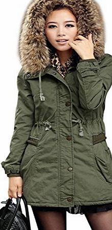 iLoveSIA Womens Winter Warm Trim Faux Fur Military Coat Parka Size 20 Army Green1
