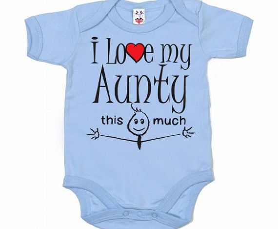 Image is Everything IiE, I love my Aunty this much, Baby Boy Bodysuit, 0-3m, Pale Blue