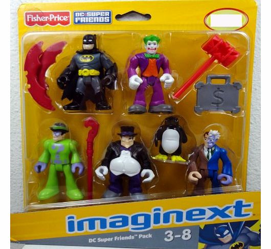Imaginext Fisher Price - DC Super Friends - Imaginext - 5 Figure Set - Includes Joker, Riddler, Two-Face, Peng