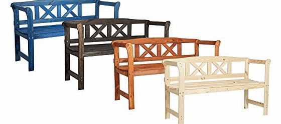 Impag Wooden Garden Bench with a crossed rest, weatherproof glazed in cherry tree color