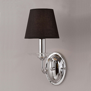 Impex Lighting Impex Modern Chrome Wall Light With Black Fabric Shade