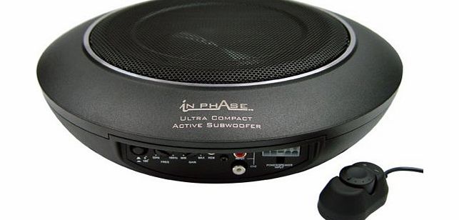 In Phase USW10 300 Watt Underseat Active Subwoofer including Remote Bass Controller/Wiring Kit