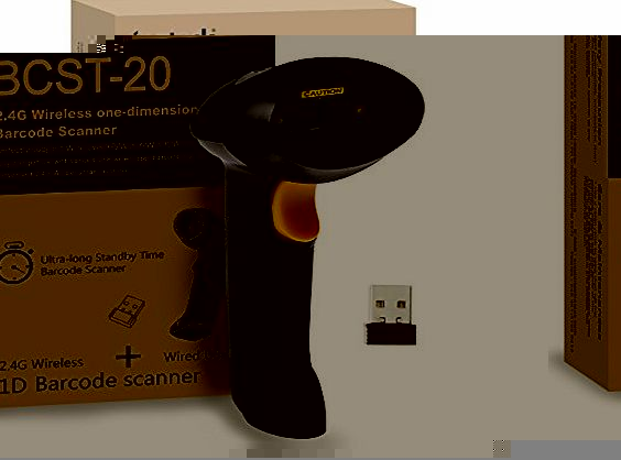 2.4GHZ Handheld Wireless USB Automatic Laser Barcode Scanner (2.4GHZ Wireless amp; USB2.0 Wired) USB Rechargeable Barcode Bar-code Handscanner Storage of up to 2600 Code Entries, With Mini US