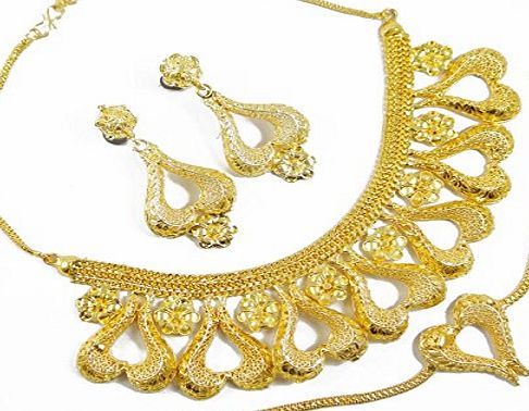Indianbeautifulart South Indian 18K Gold Plated Traditional Necklace Set Wedding Bridal Wear Jewellery Gift