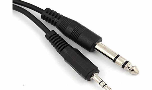 Indigo Banana 3.5mm to 6.35mm Stereo Audio Cable - 1.8m - 3.5 Male to 6.3 Male Lead - Black (1.8 Metre)