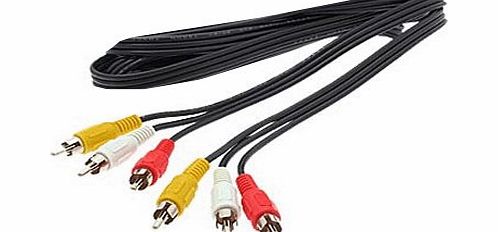 Indigo Banana Media RCA Male Plug to Plug - 1m - Premium Quality - Audio Video AV 3xRCA Phono Composite TV Cable Lead