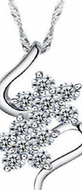 Infinite U 925 Sterling Silver Cubic Zirconia Snowflake Women/Girls Pendant Necklace with Chain