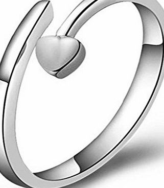 Infinite U Heart Shape Cupids Arrow 925 Sterling Silver Adjustable Women Ring for Wedding Band/Anniversary/Engagement/Promise Ring Size M (Enable to Engrave Your Own Words)