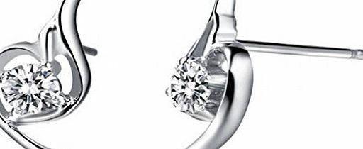 Infinite U Infinity Shape Cubic Zirconia Silver Plated Women Earrings/Studs -White (Special Offer)