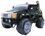 Black BIG Double Seater Hummer Style Jeep 12v Battery Powered
