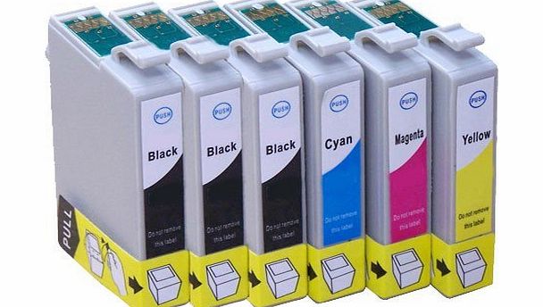 Ink Jungle 6x Inks - 1x Set of T1295 plus 2x extra T1291 Black Epson Compatible Ink Cartridges (with chip amp; will display ink levels). Full set (Apple) includes 3x T1291 Black 1x T1292 Cyan 1x T1293 Magenta 