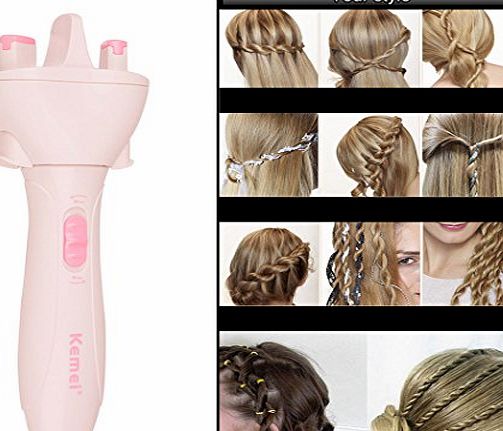 inkint Electric Automatic Hair Braider Two strands Twist Braid Maker Hair Roller Braids Knitting Device with 5pcs Rubber bands 2pcs Clip for Women Girl Hair Styling