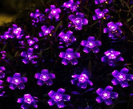 50 Led Flower Solar Fairy String Lights Garden Light for Outdoor,Patio,Party,Christmas Tree-Purple