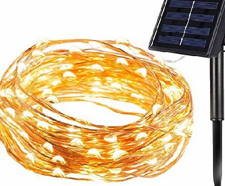 Innoo Tech InnooLight Solar Starry String Lights, 100 Led Outdoor Lights 33 Feet Copper Wire Warm White Ambiance Lighting for Gardens, Homes, Dancing, Christmas Party, Magical Lighting Decor for Indoor, Bedroom 