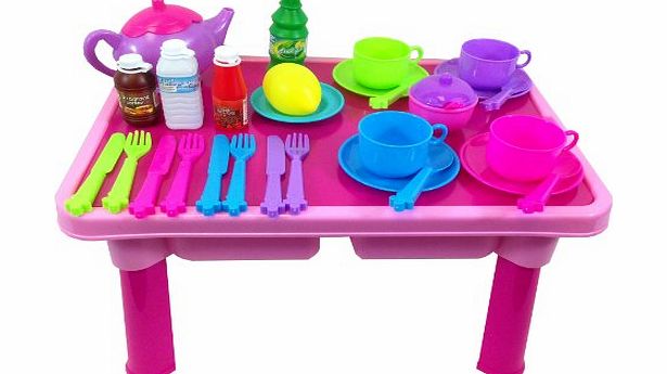 Inside Out Toys Childrens, Kids Toy Pretend Tea Set and Table over 29 pieces